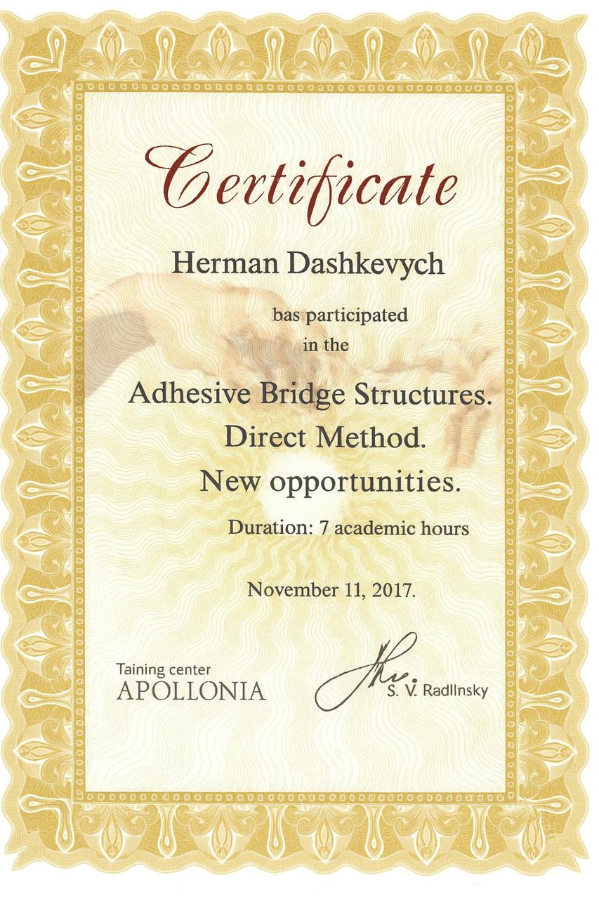 Adhesive Bridges – New Possibilities (Apollonia) Adhesive bridge constructions. New possibilities